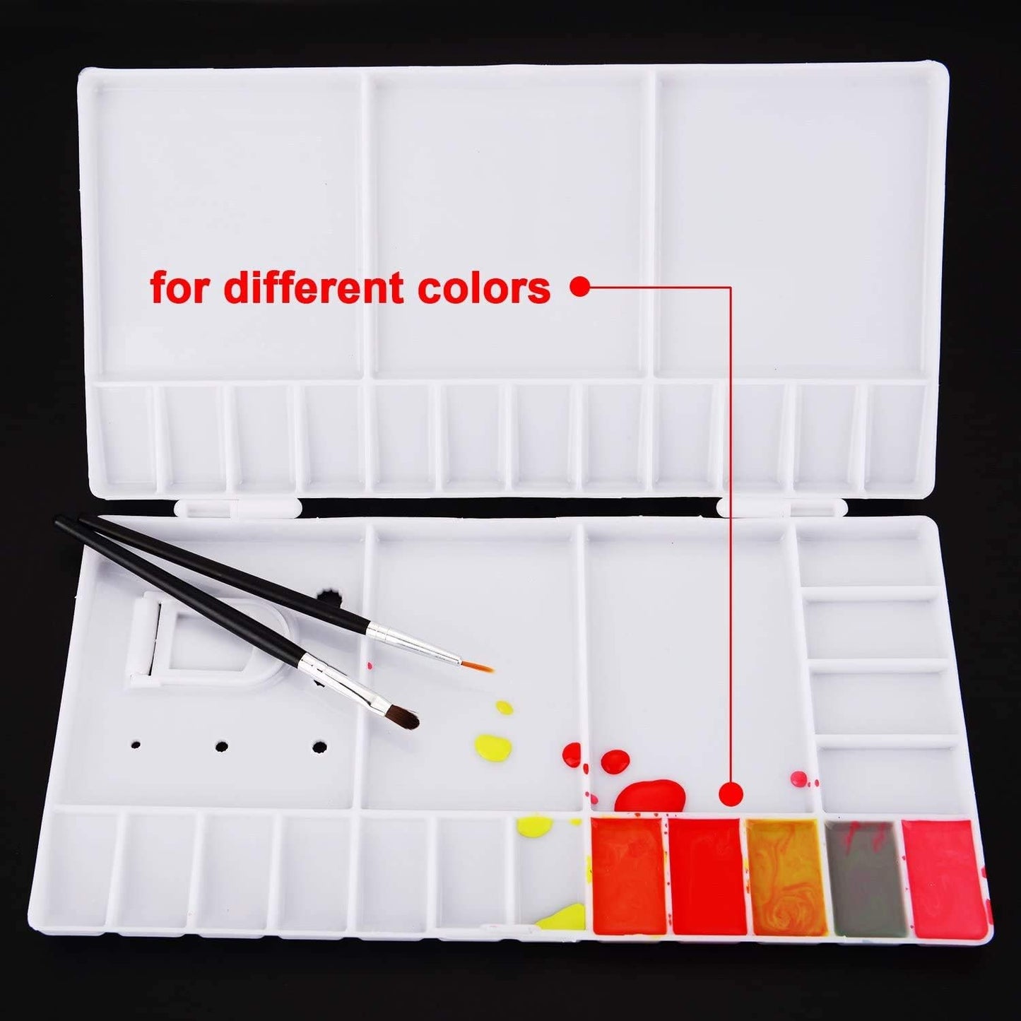Portable Folding Paint Palette – Multi-Compartment Plastic Mixing Tray with Lid for Watercolor, Acrylic, and Oil (10.24" x 10.62")