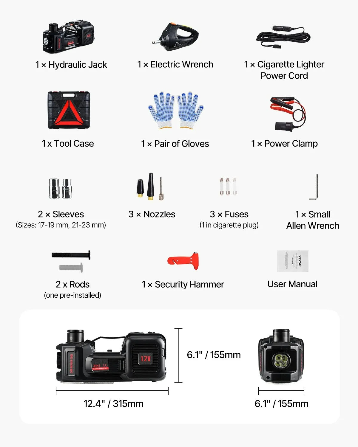 3-in-1 Electric Car Jack Lift