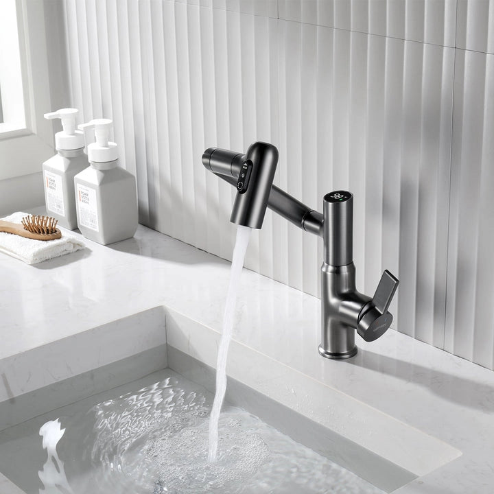 Lefton Rotatable Bathroom Faucet with Temperature Display in Fahrenheit
