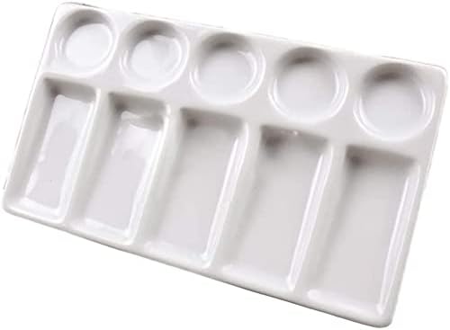 Ceramic Paint Palette – 10-Well White Rectangular Mixing Tray for Watercolor, Acrylic & Gouache – Artist Painting Tool (7.48" × 4.33")