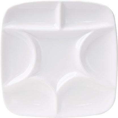 7-hole Square White Porcelain Artist Palette for Watercolor Gouache Acrylic Oil Painting, 5-4/5 Inch