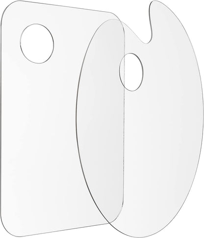 Acrylic Handheld Paint Palette Set (2 Shapes) – Durable & Reusable | 11.8 x 7.9 Inches | Ideal for Watercolor, Acrylic, and Oil Painting