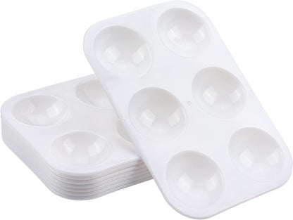 6-Well Rectangular Plastic Paint Palette – Compact, Durable & Reusable | Ideal for Watercolor, Acrylic, and Oil Paint | 4.9 x 3.4 inches