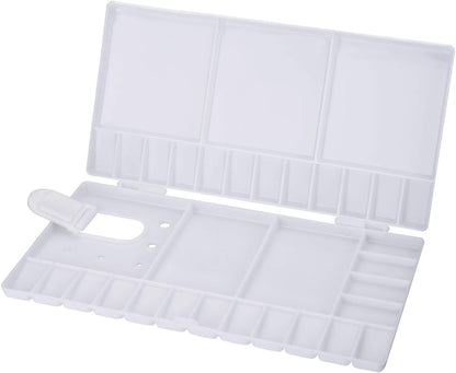 Portable Folding Paint Palette – Multi-Compartment Plastic Mixing Tray with Lid for Watercolor, Acrylic, and Oil (10.24" x 10.62")