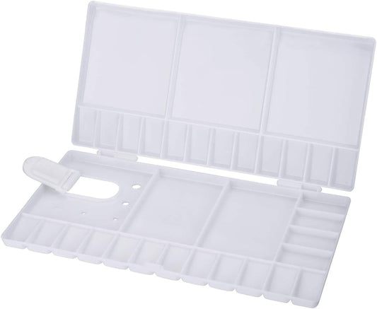 Portable Folding Paint Palette – Multi-Compartment Plastic Mixing Tray with Lid for Watercolor, Acrylic, and Oil (10.24" x 10.62")