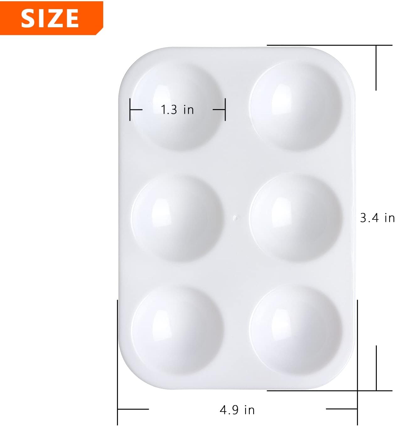6-Well Rectangular Plastic Paint Palette – Compact, Durable & Reusable | Ideal for Watercolor, Acrylic, and Oil Paint | 4.9 x 3.4 inches