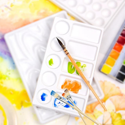Ceramic Paint Palette – 10-Well White Rectangular Mixing Tray for Watercolor, Acrylic & Gouache – Artist Painting Tool (7.48" × 4.33")