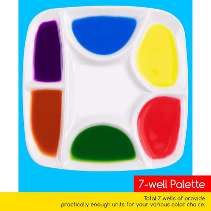 7-hole Square White Porcelain Artist Palette for Watercolor Gouache Acrylic Oil Painting, 5-4/5 Inch
