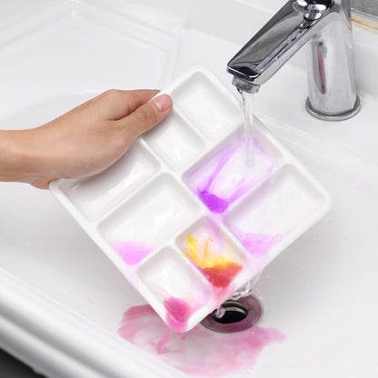 Heavy-Duty Square Ceramic Paint Palette – 9-Well Mixing Tray for Watercolor, Acrylic & Oil Paint – 7" x 7", 18.97oz / 538g
