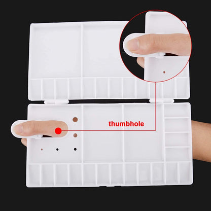 Portable Folding Paint Palette – Multi-Compartment Plastic Mixing Tray with Lid for Watercolor, Acrylic, and Oil (10.24" x 10.62")