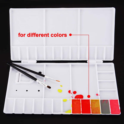 Portable Folding Paint Palette – Multi-Compartment Plastic Mixing Tray with Lid for Watercolor, Acrylic, and Oil (10.24" x 10.62")