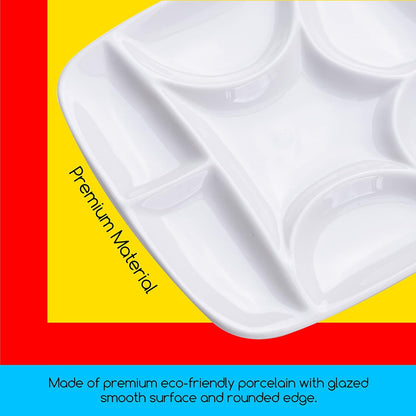 7-hole Square White Porcelain Artist Palette for Watercolor Gouache Acrylic Oil Painting, 5-4/5 Inch