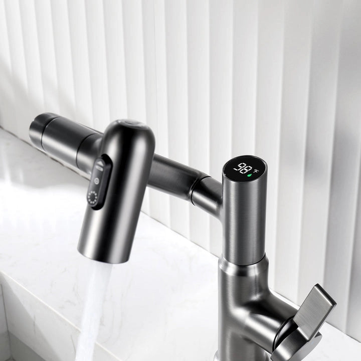 Lefton Rotatable Bathroom Faucet with Temperature Display in Fahrenheit