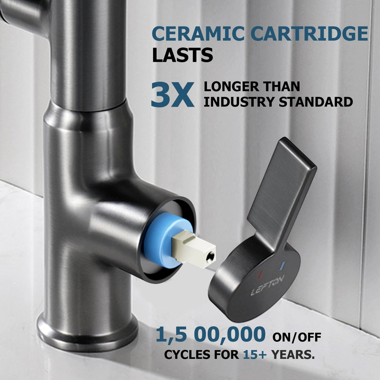 Lefton Rotatable Bathroom Faucet with Temperature Display in Fahrenheit