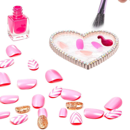 Heart-Shaped Pearl Resin Tray with Rhinestone Edge – Small Display Dish for Jewelry, Nail Art, or Makeup Accessories (7.4 × 7.3cm)