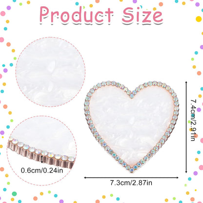 Heart-Shaped Pearl Resin Tray with Rhinestone Edge – Small Display Dish for Jewelry, Nail Art, or Makeup Accessories (7.4 × 7.3cm)
