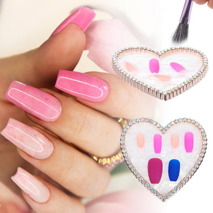 Heart-Shaped Pearl Resin Tray with Rhinestone Edge – Small Display Dish for Jewelry, Nail Art, or Makeup Accessories (7.4 × 7.3cm)