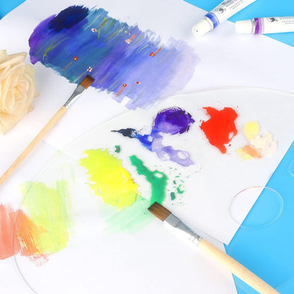 Acrylic Handheld Paint Palette Set (2 Shapes) – Durable & Reusable | 11.8 x 7.9 Inches | Ideal for Watercolor, Acrylic, and Oil Painting