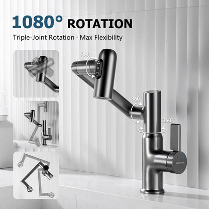 Lefton Rotatable Bathroom Faucet with Temperature Display in Fahrenheit