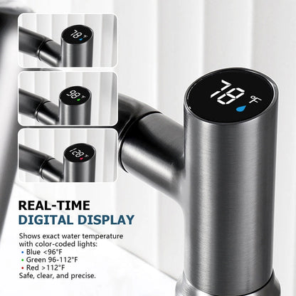 Lefton Rotatable Bathroom Faucet with Temperature Display in Fahrenheit