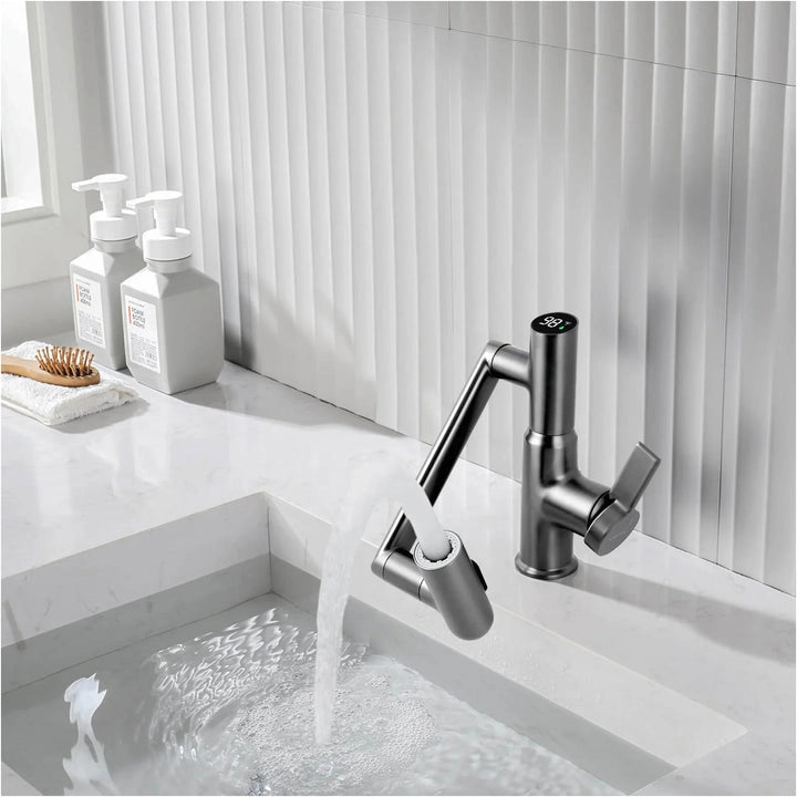 Lefton Rotatable Bathroom Faucet with Temperature Display in Fahrenheit