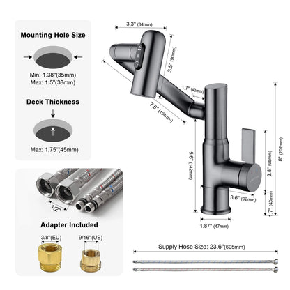 Lefton Rotatable Bathroom Faucet with Temperature Display in Fahrenheit